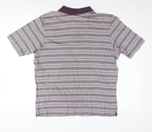 James Pringle Men's Purple Striped Polo Shirt S