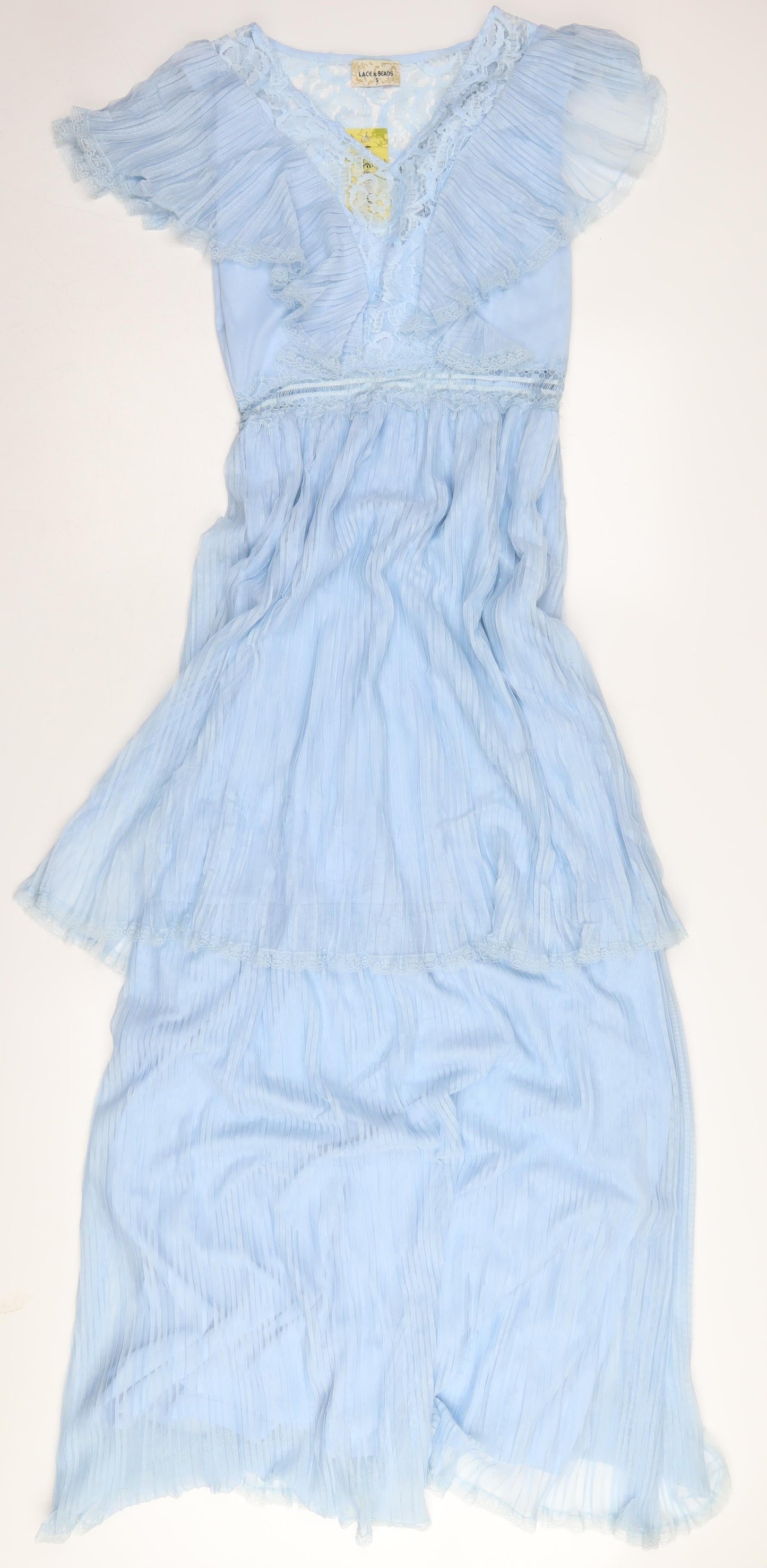 Lace & Beads Women's Blue Fit & Flare Party Dress S