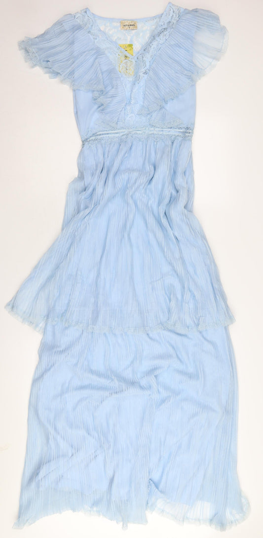 Lace & Beads Women's Blue Fit & Flare Party Dress S