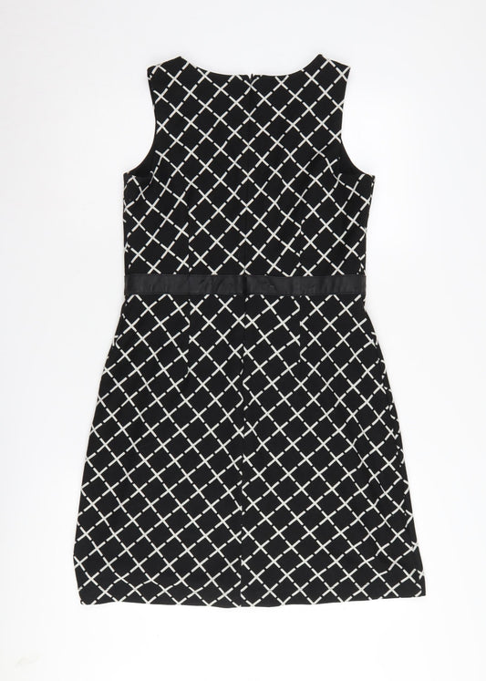 Ann Taylor Petite Women’s Black Geometric Sheath Dress Size 8