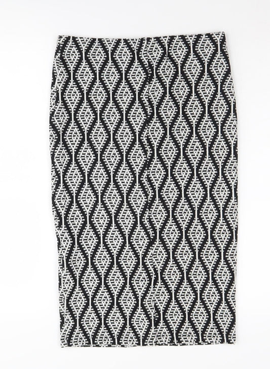 Zara Women's Black Geometric Pencil Skirt, M