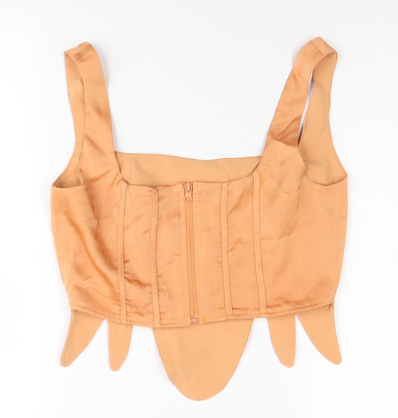 PrettyLittleThing Women's Orange Square Neck Camisole, Size 12