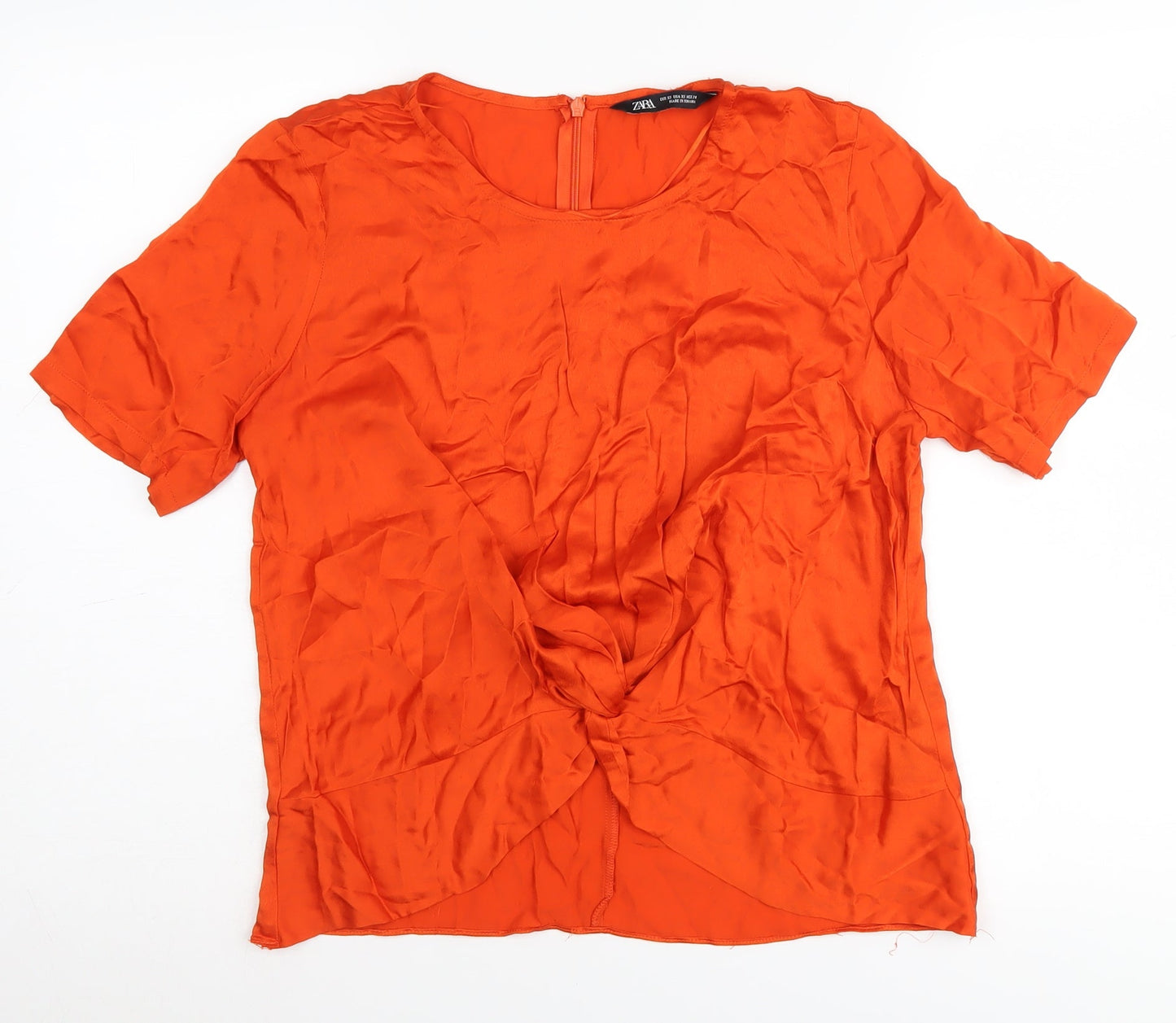 Zara Orange Women's Blouse XS, Short Sleeve, Viscose
