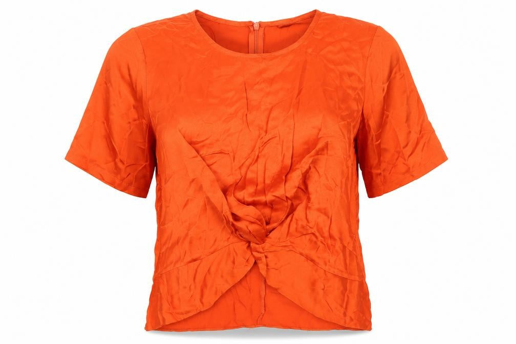 Zara Orange Women's Blouse XS, Short Sleeve, Viscose