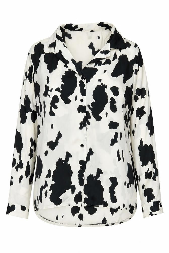 Front view of Asos Women's 12 Animal Print Button-Up Shirt