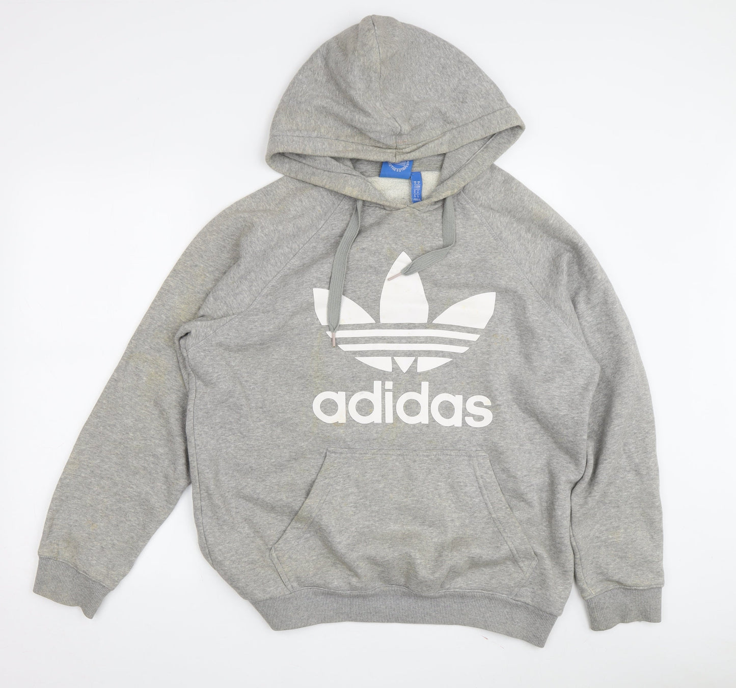 Adidas Men’s Grey Hoodie M Pullover Logo Hooded Sweatshirt