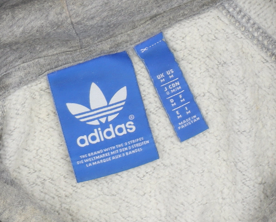 Adidas Men’s Grey Hoodie M Pullover Logo Hooded Sweatshirt