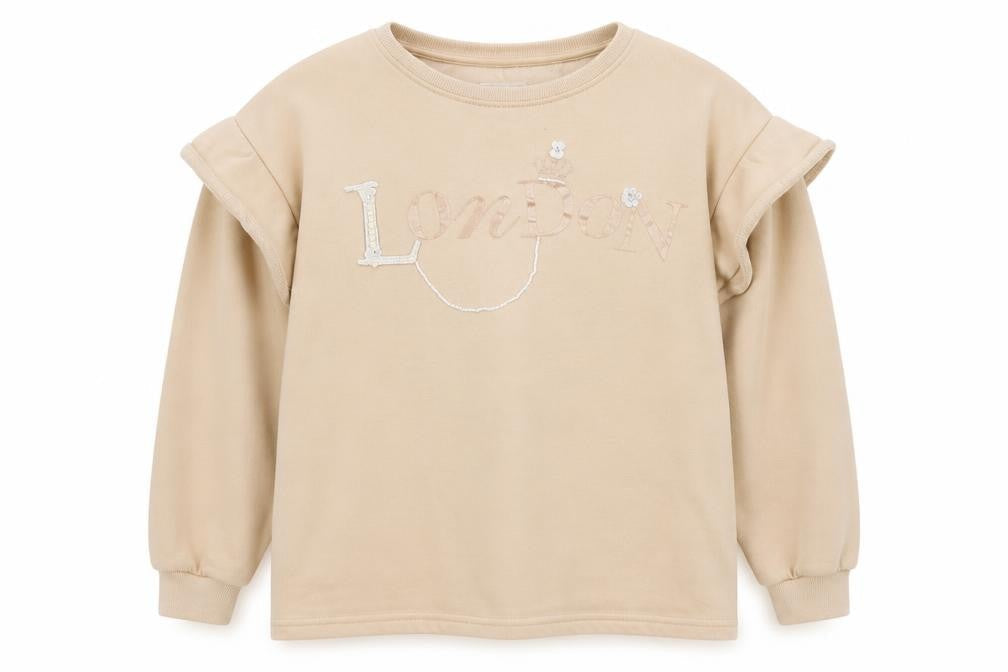 Front view of Firetrap girls’ beige pullover sweatshirt 11-12 years