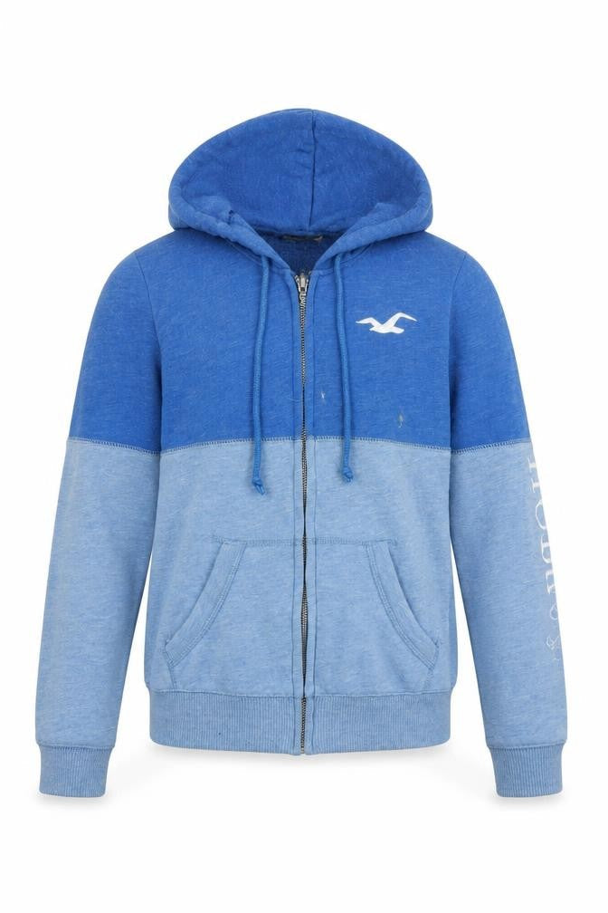 Front view of Hollister boys’ blue full zip hoodie - xs, cotton blend