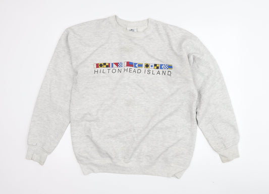Lee Unisex Grey Graphic Print Pullover Sweatshirt XL