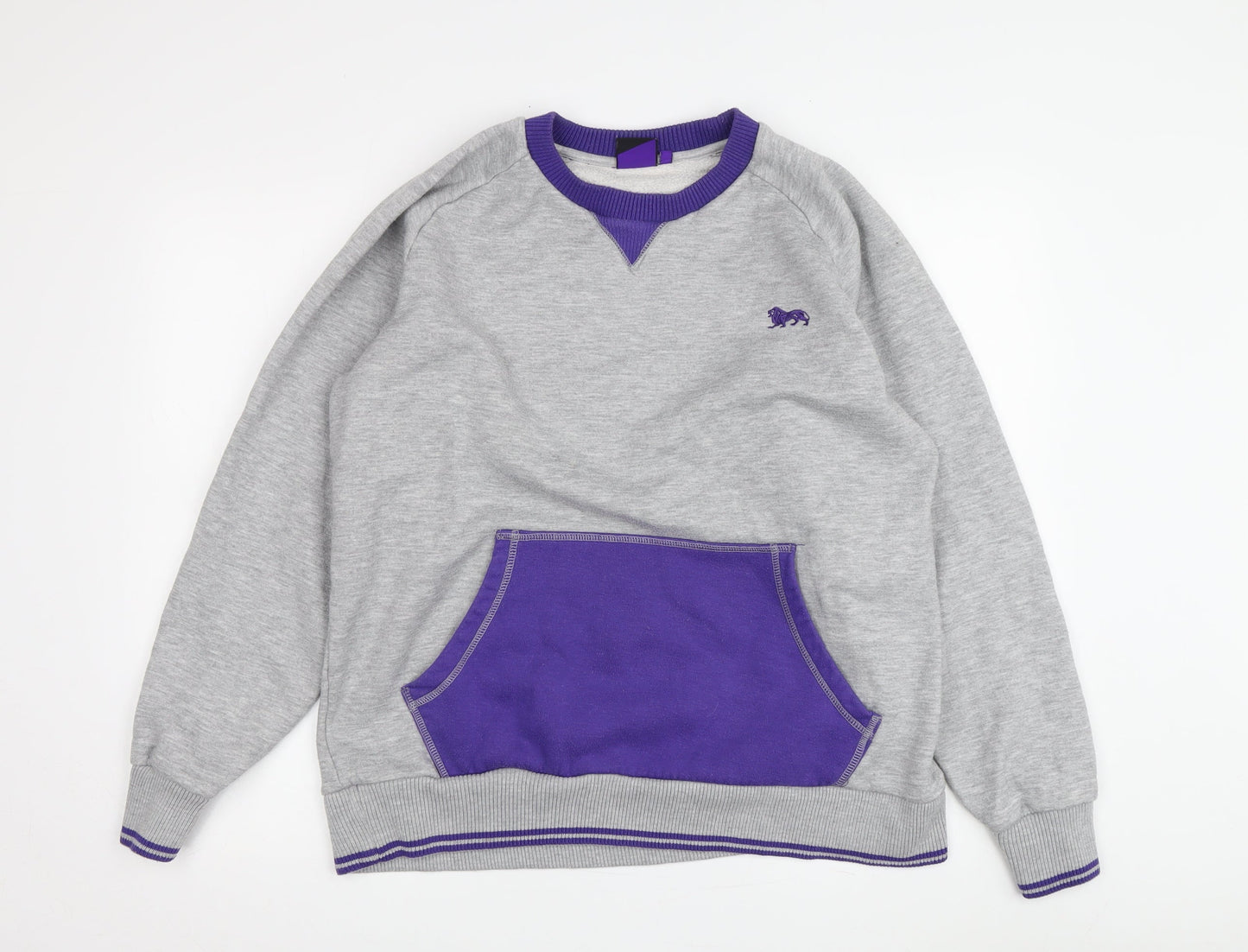 Lonsdale Women Grey Purple Sweatshirt Large