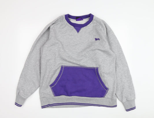 Lonsdale Women Grey Purple Sweatshirt Large