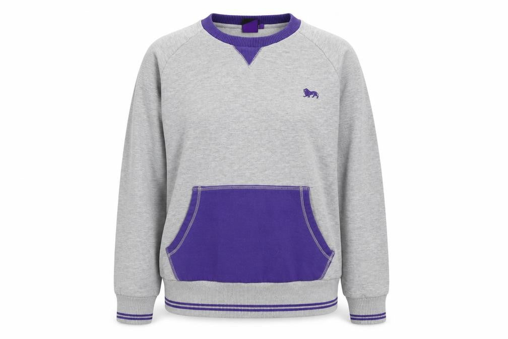 Womens UK L Relaxed Lonsdale Grey Pullover Sweatshirt