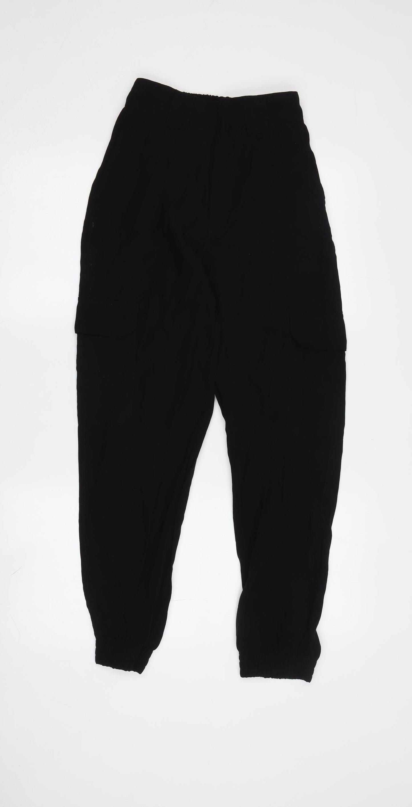 Pull&Bear Women's Black Cargo Trousers XS Relaxed Fit