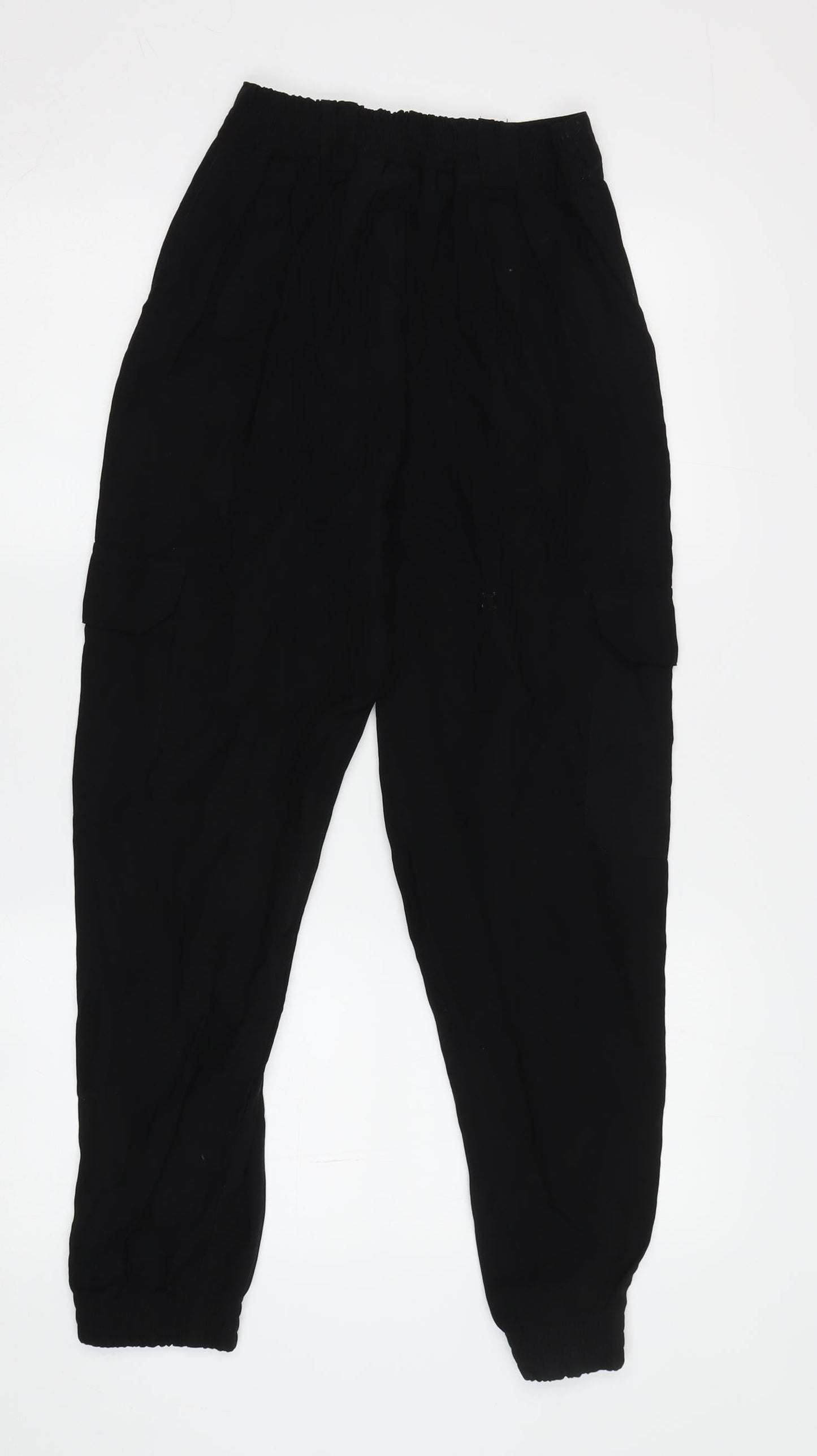 Pull&Bear Women's Black Cargo Trousers XS Relaxed Fit