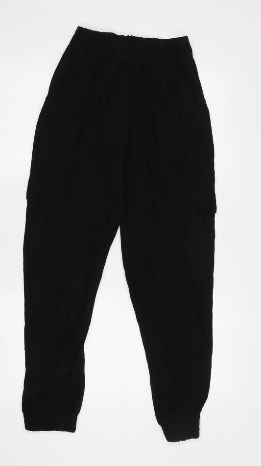Pull&Bear Women's Black Cargo Trousers XS Relaxed Fit