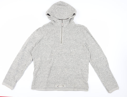 Fat Face Men's Grey 1/4 Zip Hooded Knit Hoodie M