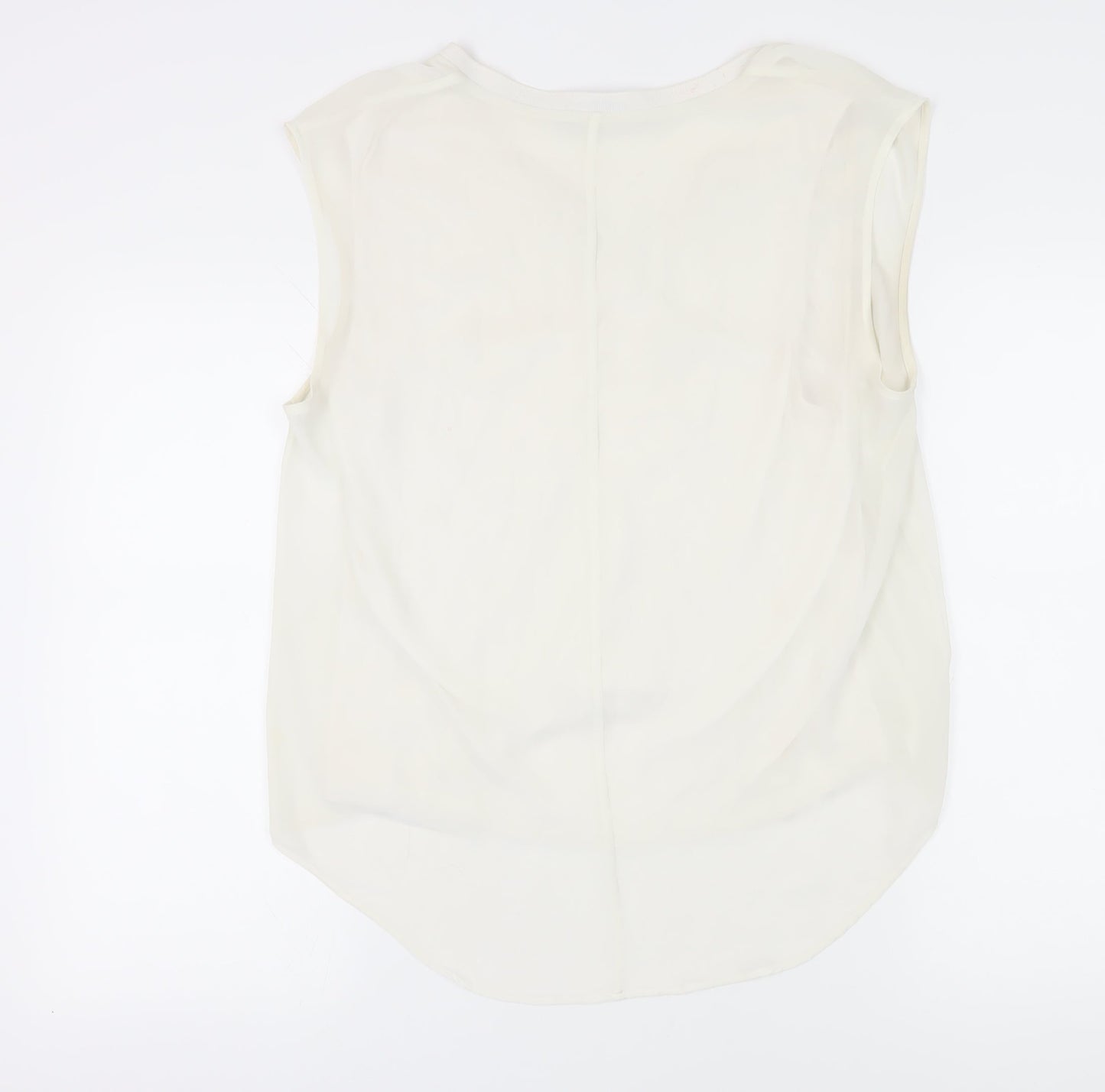 Zara Women Ivory V-Neck Tank, Size 12, Casual Summer Top