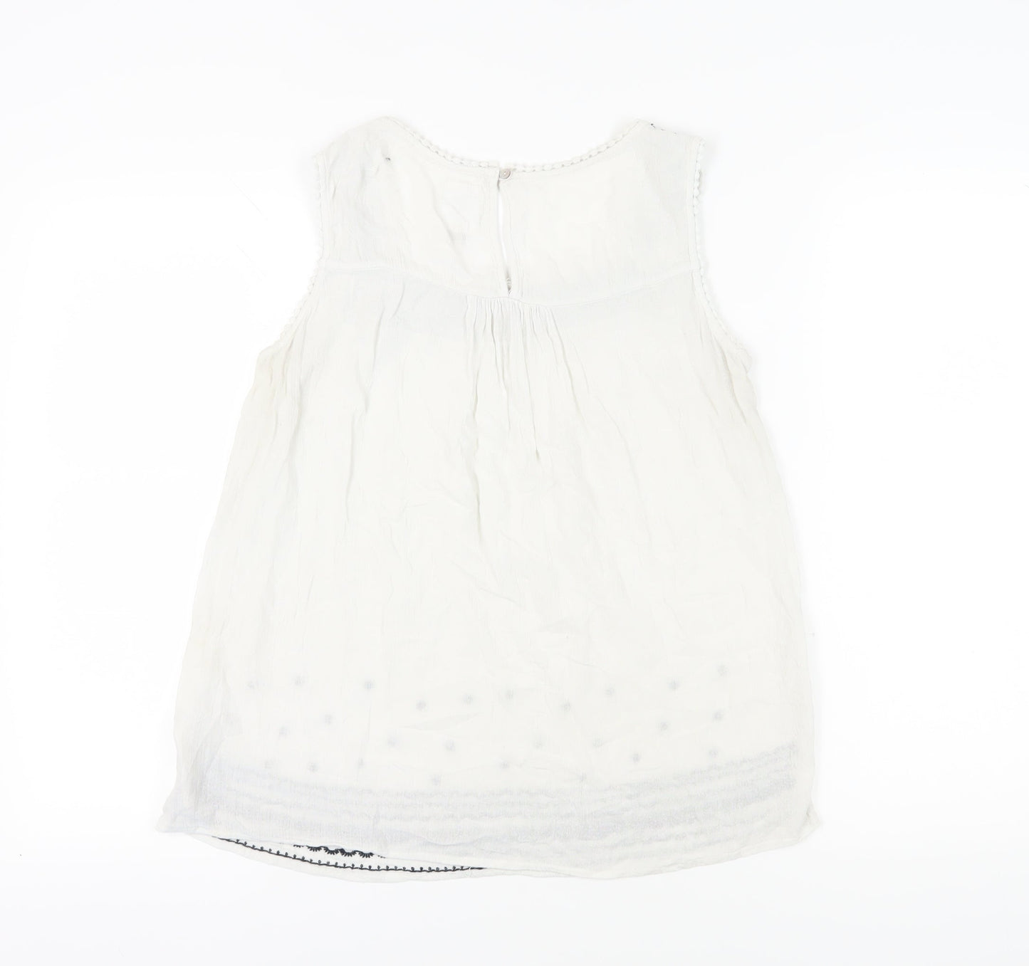 Mantaray Women's White Embroidered Tank Top Size 12