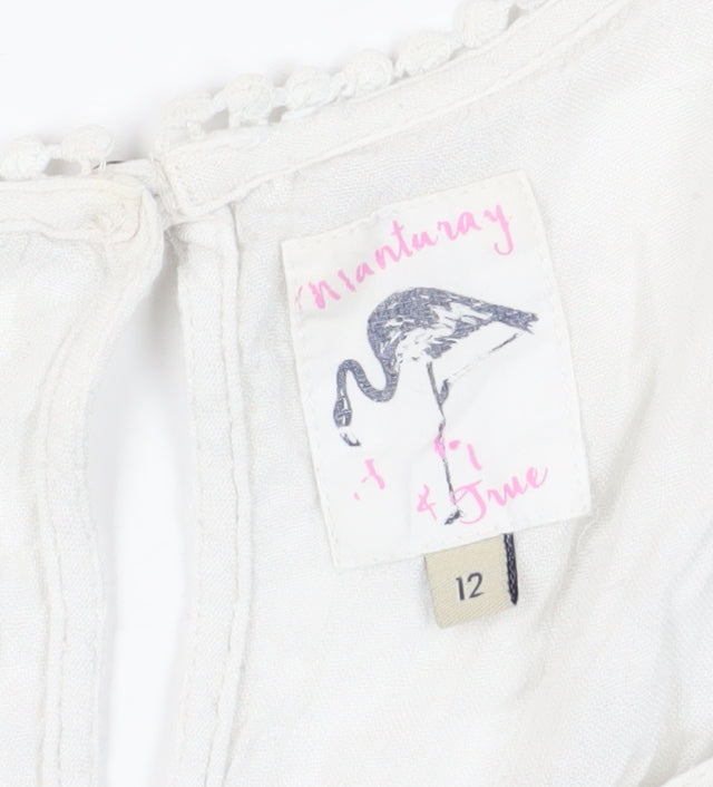 Mantaray Women's White Embroidered Tank Top Size 12