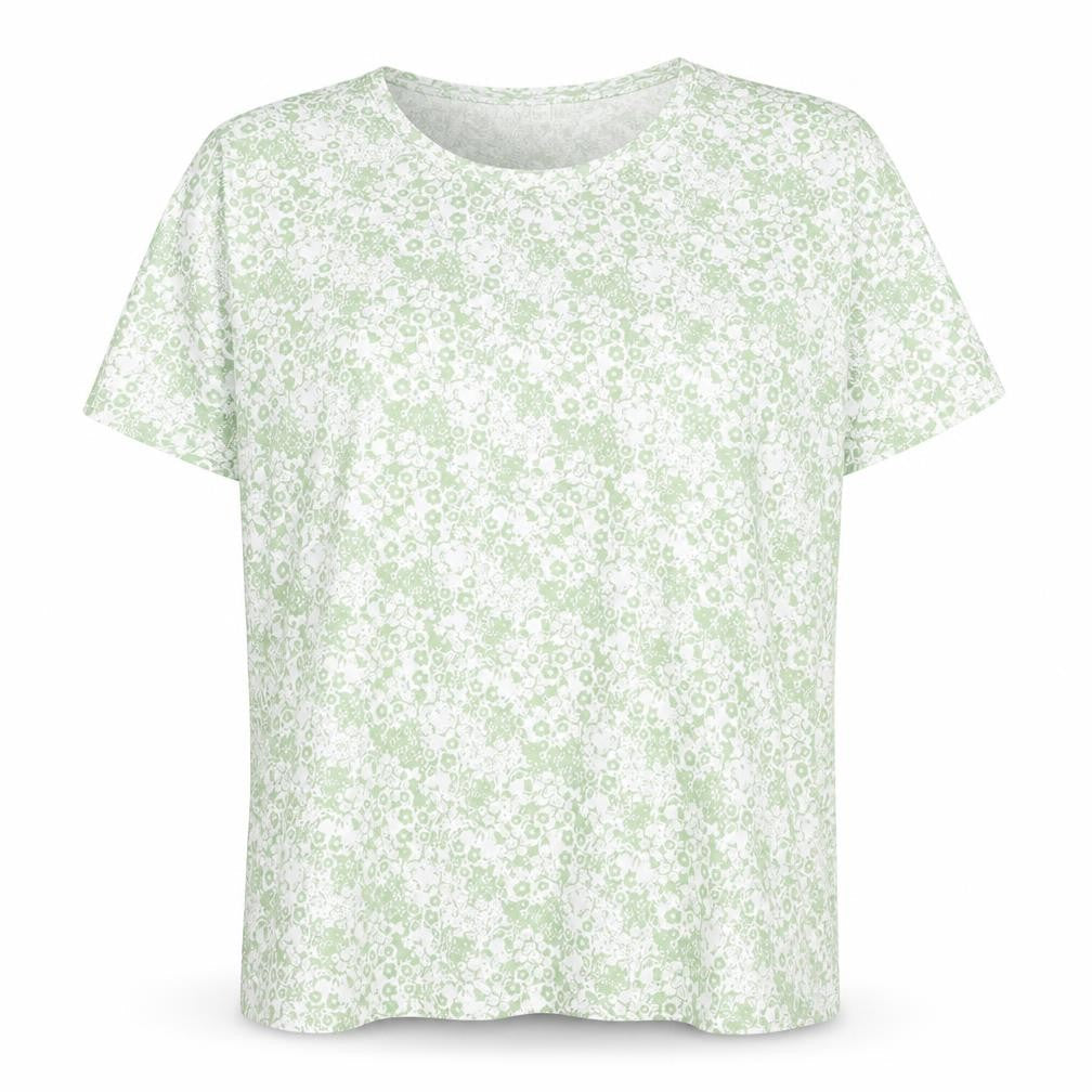 Damart Women’s Floral Green T-Shirt, L, Cotton