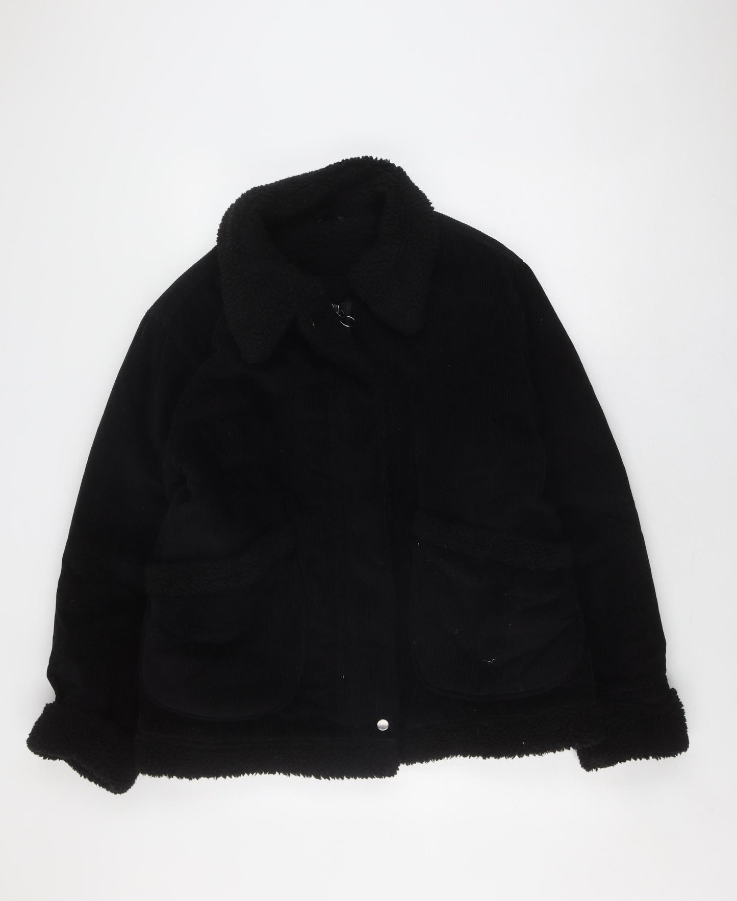 Topshop Black Women's Bomber Jacket, Size 10, Corduroy, Collared
