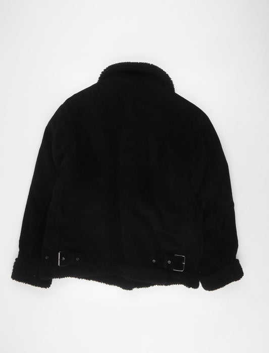 Topshop Black Women's Bomber Jacket, Size 10, Corduroy, Collared