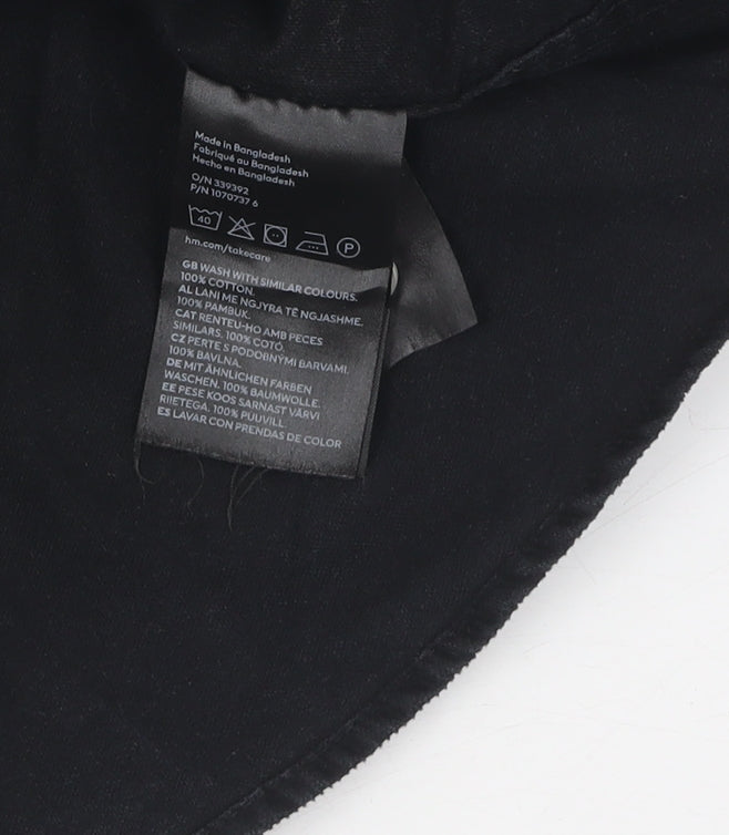 H&M Men's Black Regular Fit Button-Up Shirt M