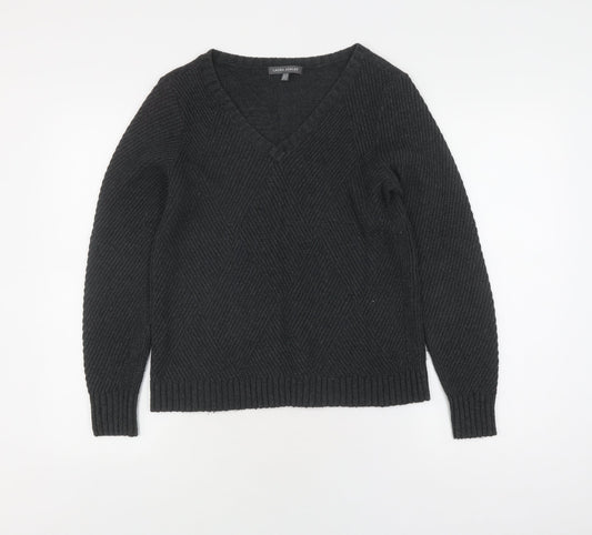 Laura Ashley Women's Black Pullover V-Neck Jumper Size 12