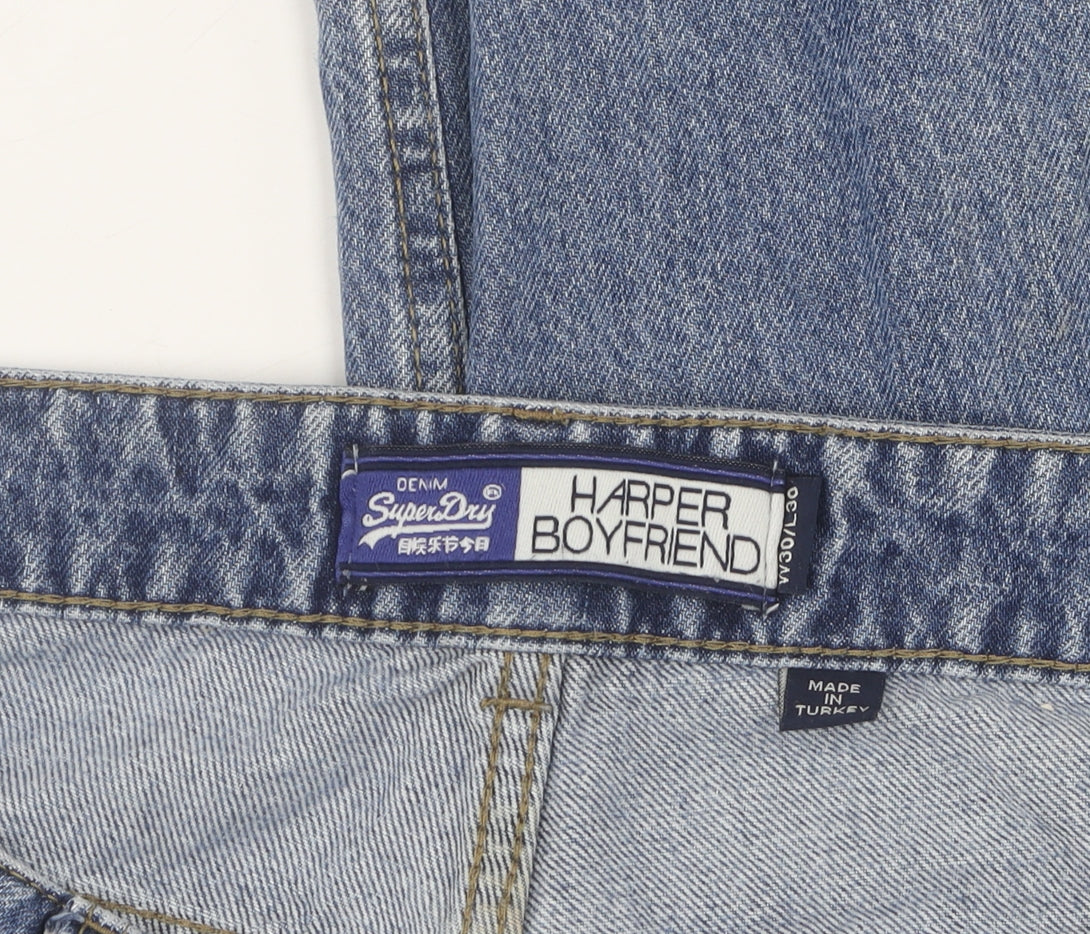 Superdry Women's Blue Boyfriend Jeans M Relaxed Fit