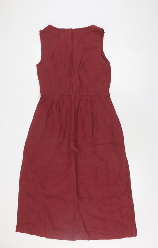 Laura Ashley Women's Red Linen Sheath Dress Size 8