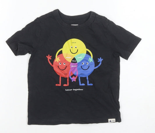 GAP Boys Black Cotton Graphic T-Shirt 4 Years