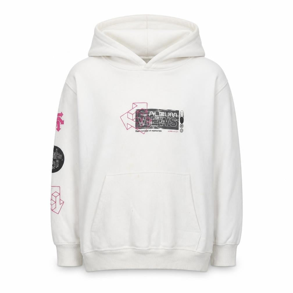Zara Girls White Pullover Hoodie - Size 10 Years, Graphic Print