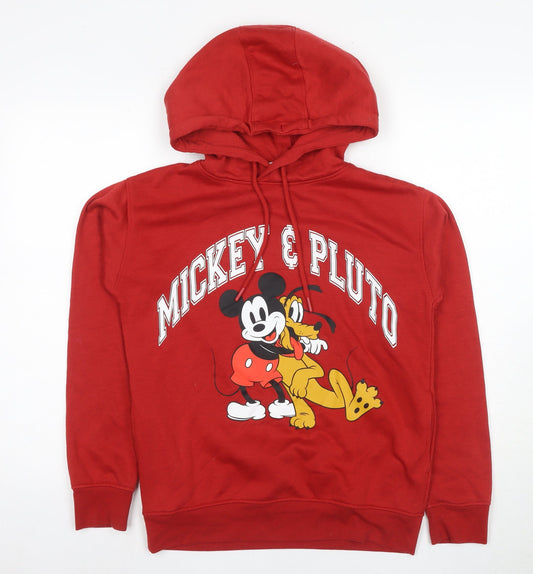 Disney Women's Red Pullover Hoodie 2XS Cotton Blend