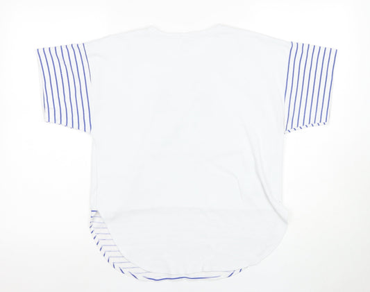 Disney Mickey Mouse Unisex White Blue Striped T-Shirt M
