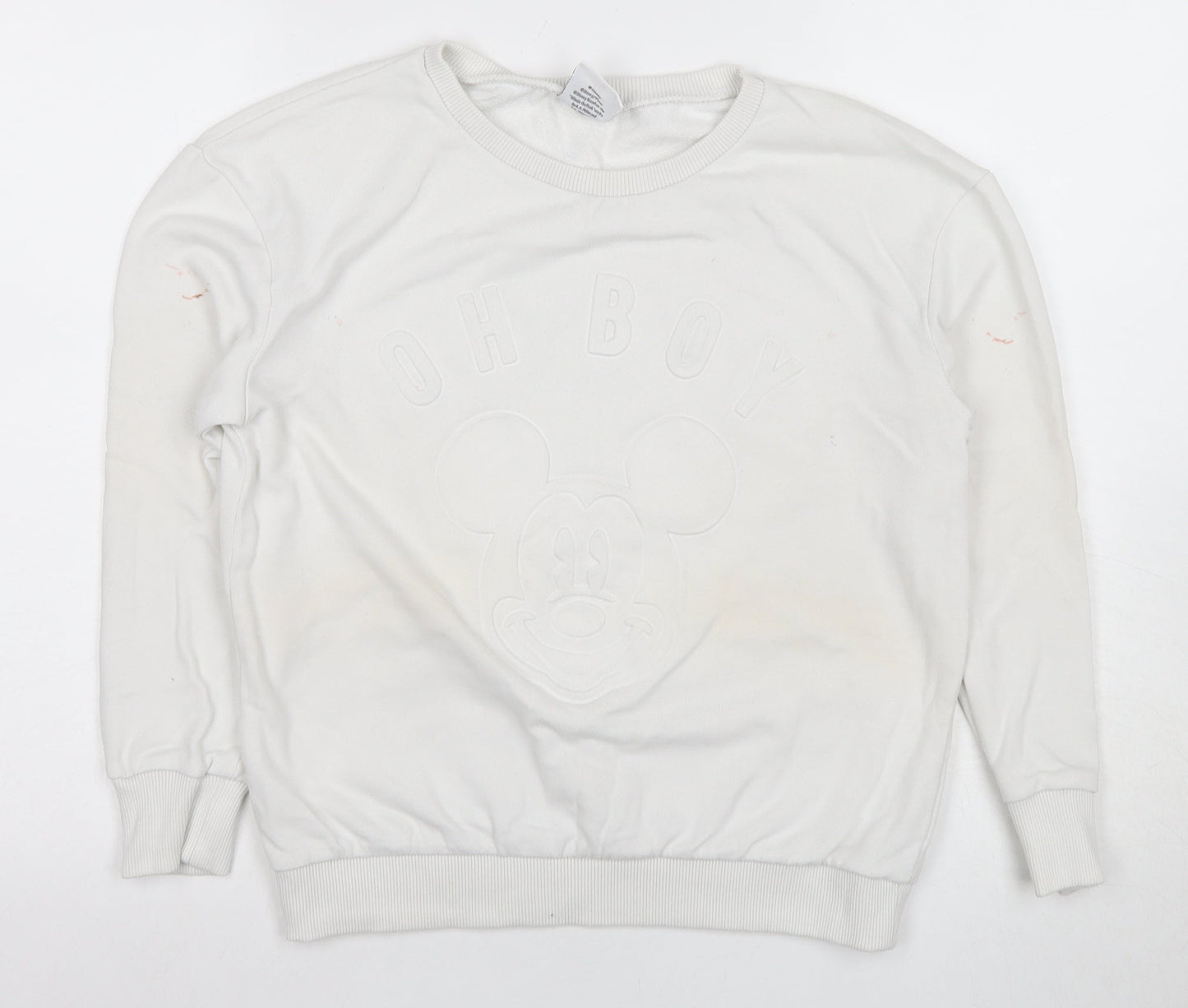 Disney Girls White Mickey Mouse Sweatshirt Size 8 Pullover