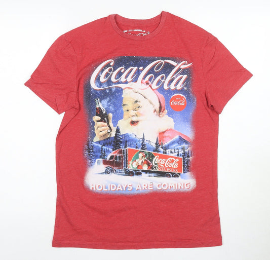 Coca-Cola Red Christmas T-Shirt, Unisex Adults, S, Festive Graphic
