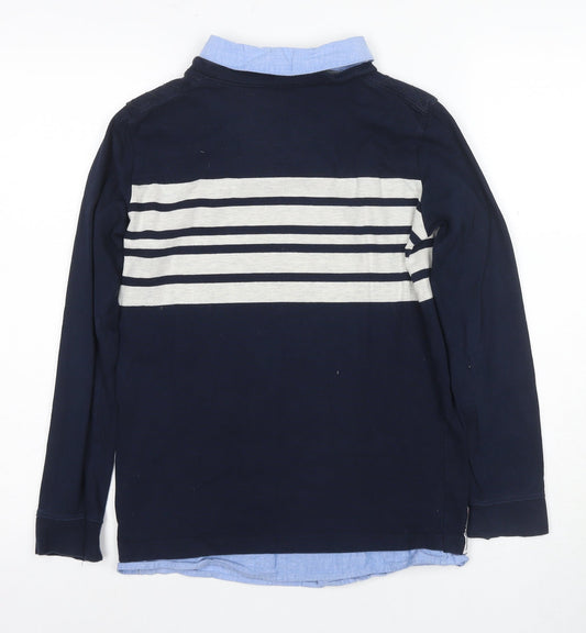 Jasper Conran Boys Blue Striped Pullover Top Age 11-12
