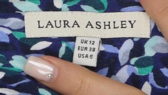 Laura Ashley Women's Blue Floral Dress Size 12
