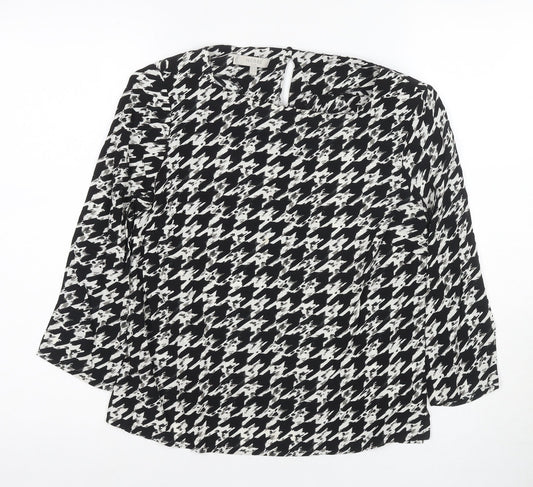 Hobbs Women's Black Houndstooth Top Size 10