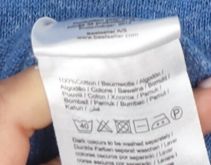 Jack & Jones Men's Blue V-Neck Cotton Pullover Jumper S