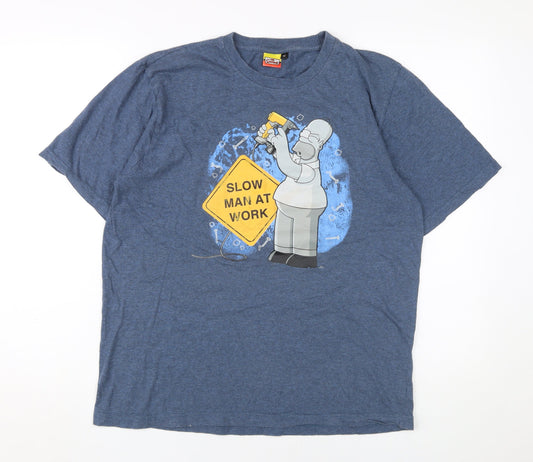 The Simpsons Men’s Blue M T-Shirt Homer Cartoon Graphic