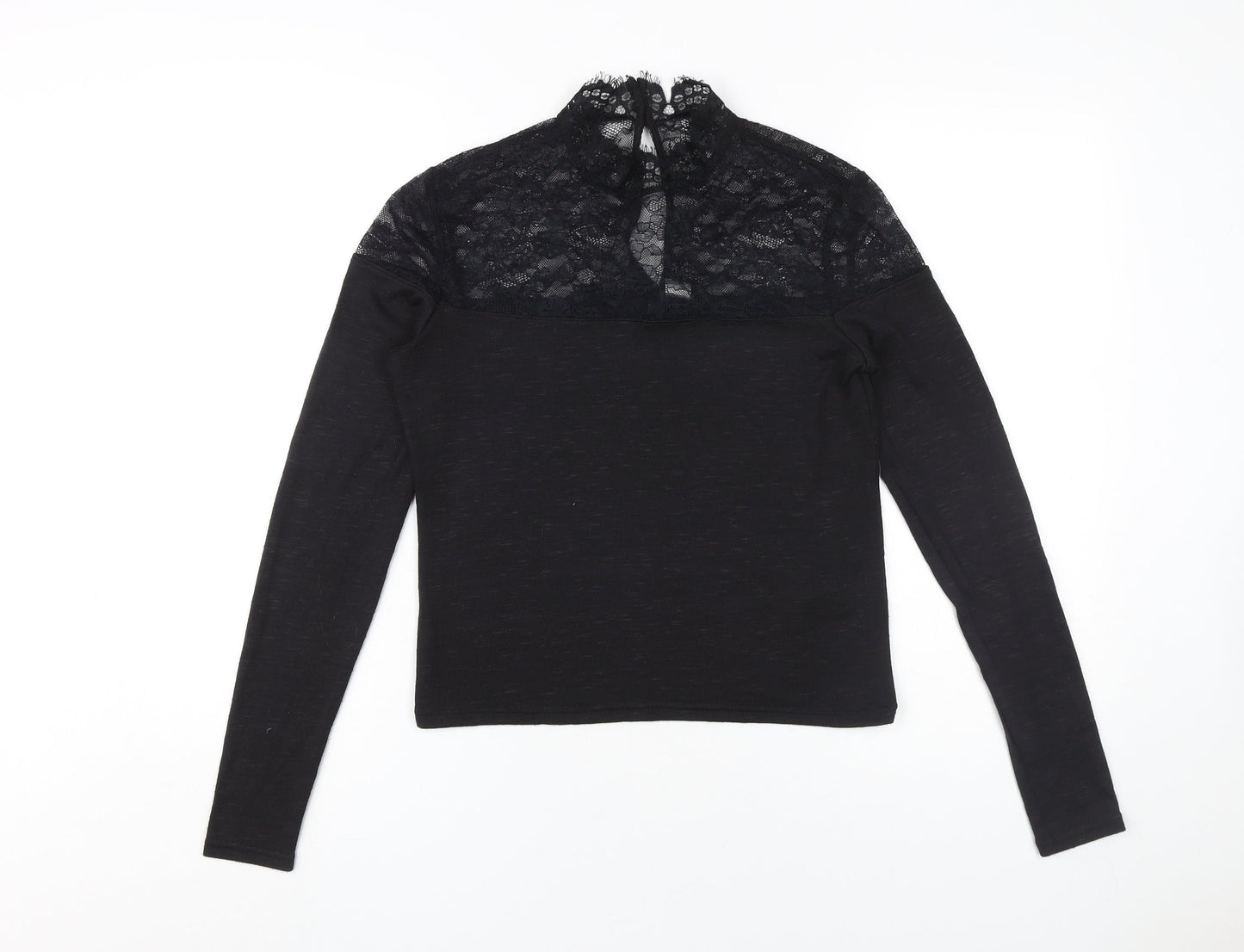 H&M Women Black Lace Long Sleeve Blouse M
