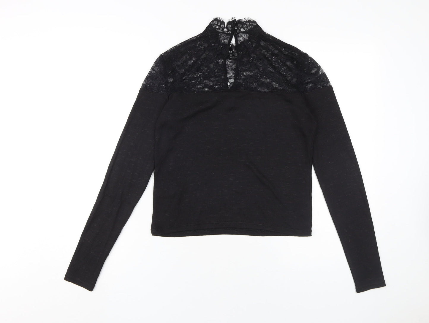 H&M Women Black Lace Long Sleeve Blouse M