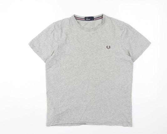 Fred Perry Men's Grey M Logo T-Shirt, Crew Neck