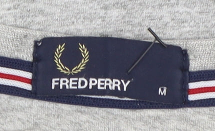 Fred Perry Men's Grey M Logo T-Shirt, Crew Neck
