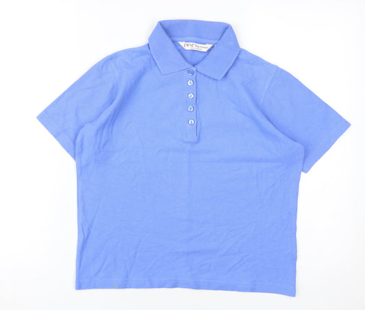 EWM Women Blue Polo Shirt 100% Cotton Size S