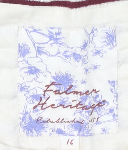 Falmer Heritage Women's White Striped Henley T-Shirt