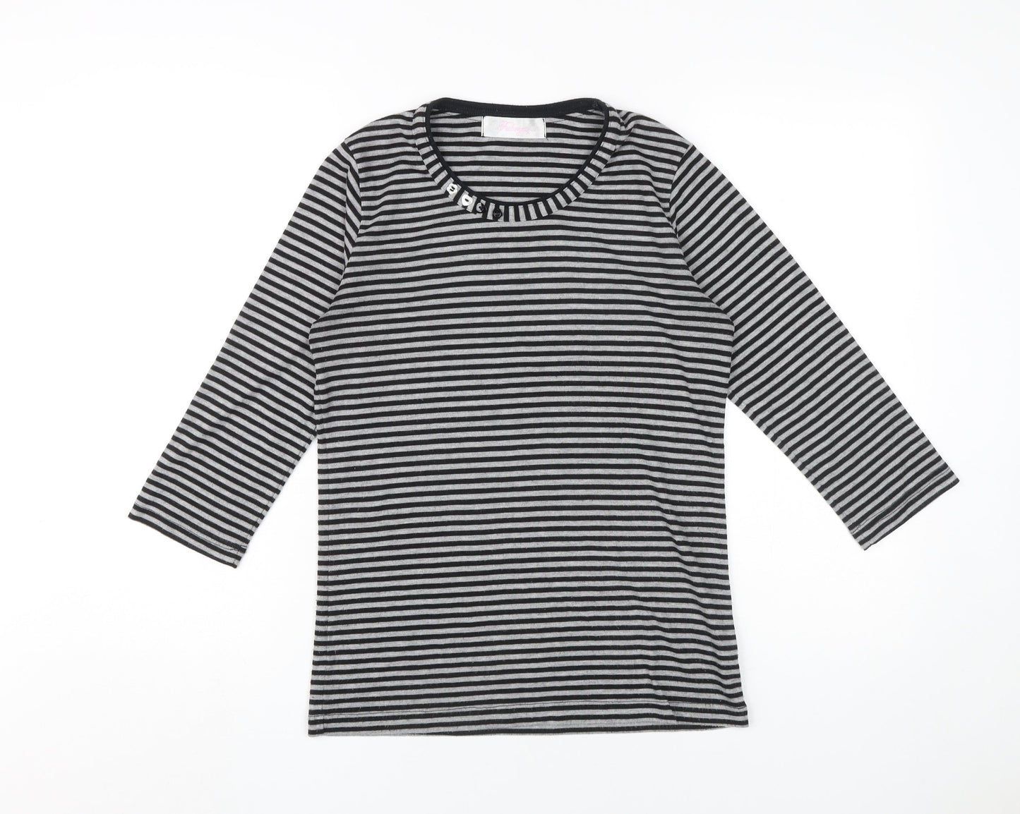 Fabrizio Women's Black Striped Crew Neck T-Shirt