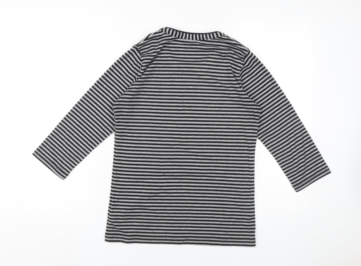 Fabrizio Women's Black Striped Crew Neck T-Shirt